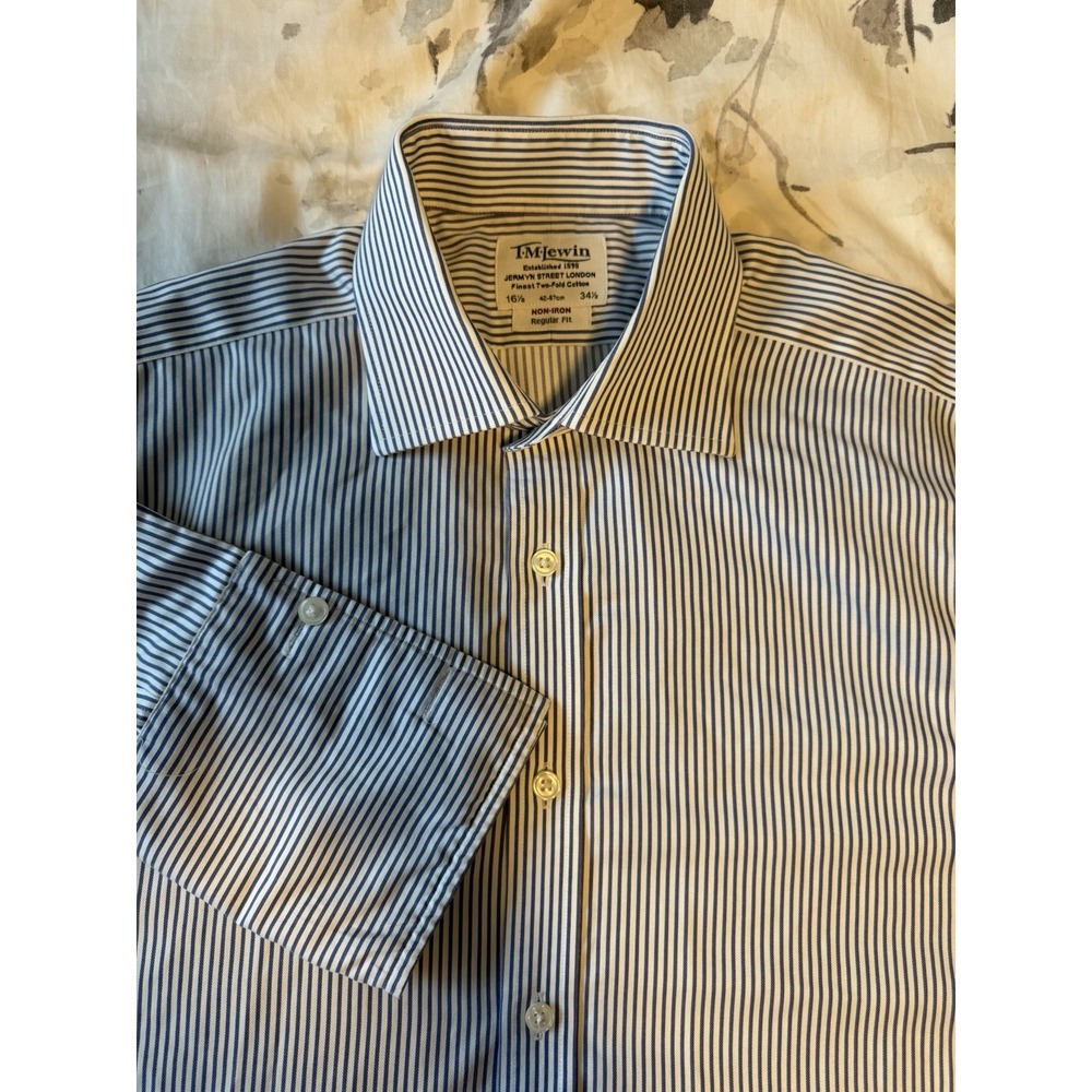 TM Lewin Non Iron Dress Shirt French Cuff Regular Fit Two Fold Cotton London EUC